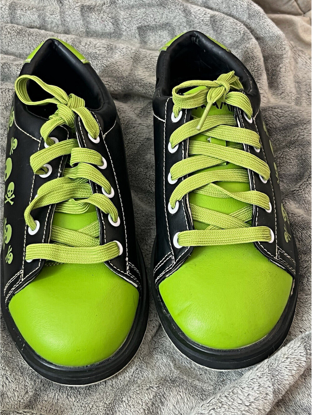 Pyramid Men’s Black Green Skull Lace Up Sneakers Casual Shoes US Size 6